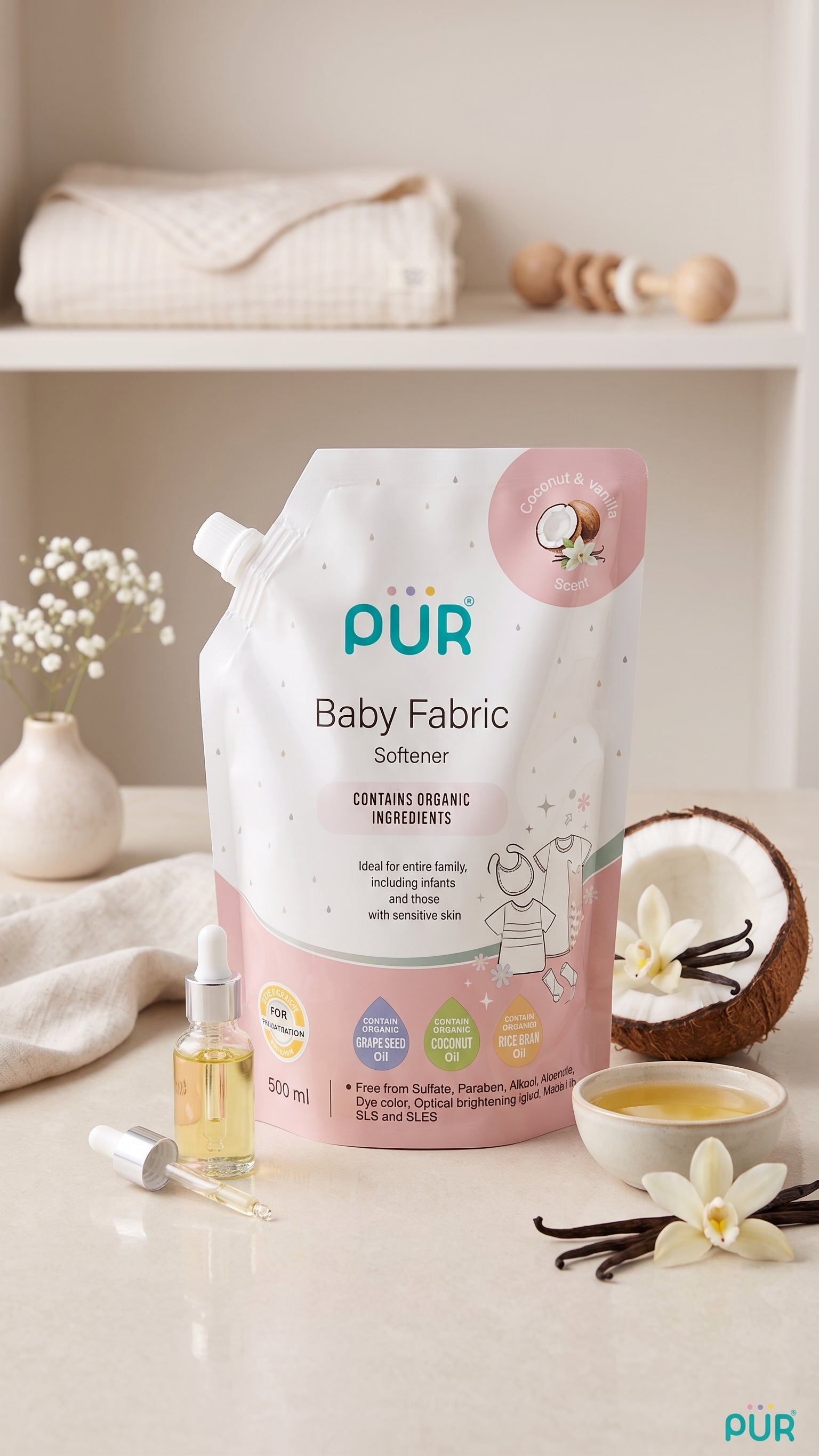 PUR Organic Baby Fabric Softener 500ml | Baby Laundry Care