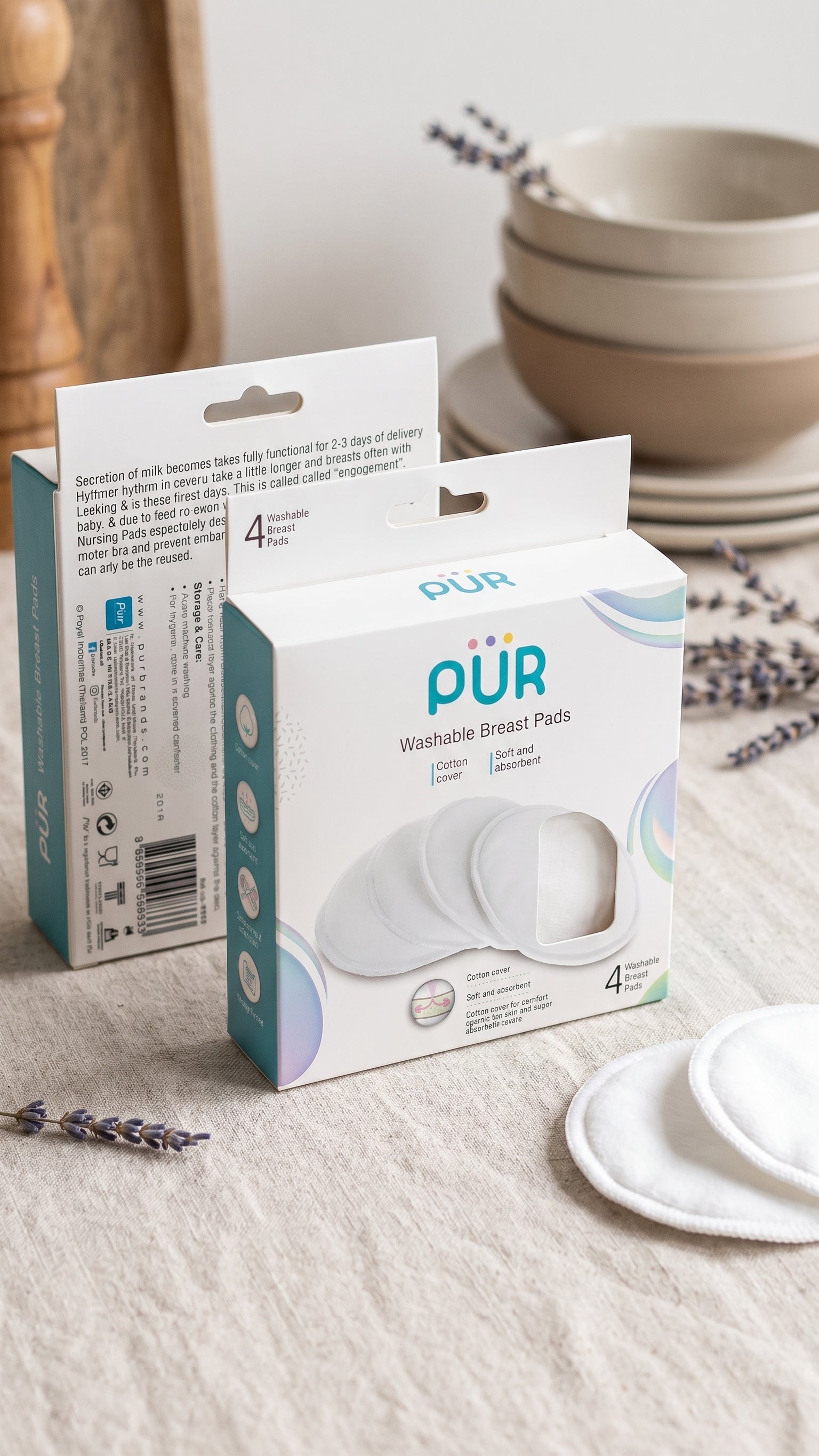 PUR Washable Breast Pads 4pc
