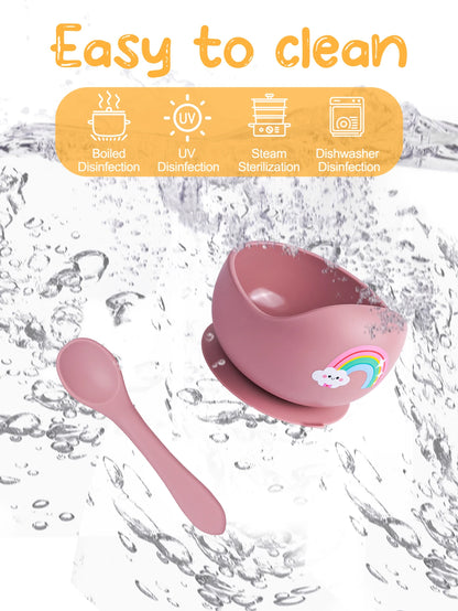 2PCS Silicone Baby Feeding Bowl Set - Suction Bowl with Spoon