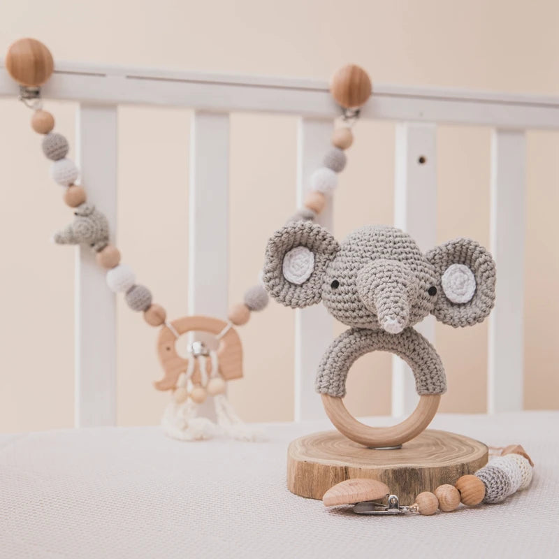 Wooden Crochet Stroller Toy