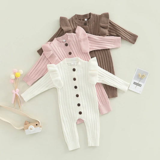 Baby Girl Knitted Long Sleeve Jumpsuit