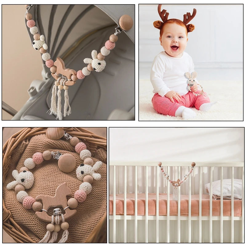 Wooden Crochet Stroller Toy