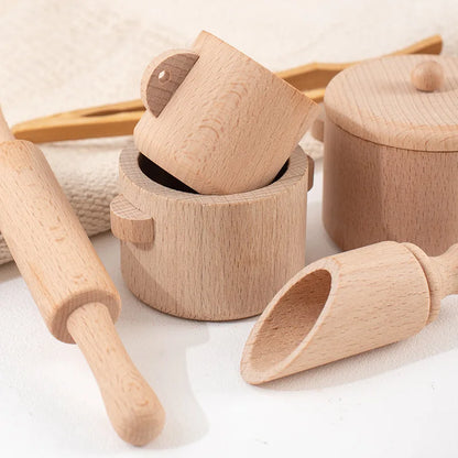 Montessori Sensory Puzzle & Kitchen Tea Set - Wooden Toys for Early Childhood Education